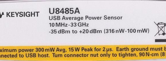 U8485A DC/10 MHz – 33 GHz USB Thermocouple Power Sensor